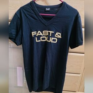 D&G Black Tshirt Gold Print Fast And Loud Embroidered Adult Large See Pic For
